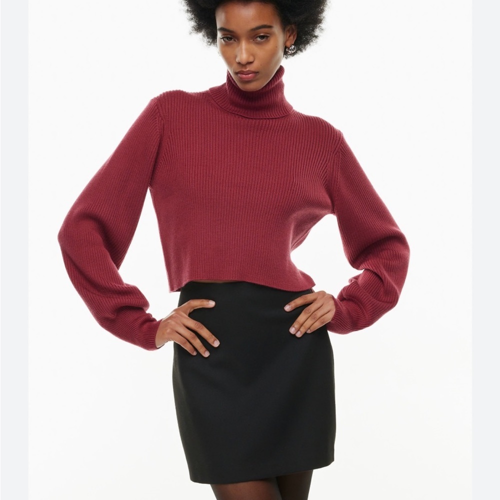 Aritzia Wilfred Rebecca Turtleneck merino wool Sweater raspberry size small